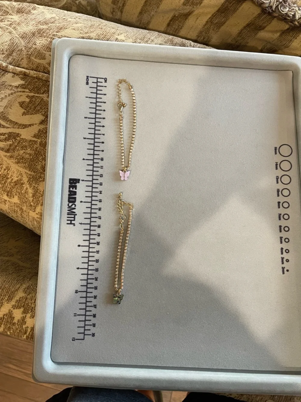 Set of 5 Ankle Bracelets.  Butterfly/Rhinestone theme.
